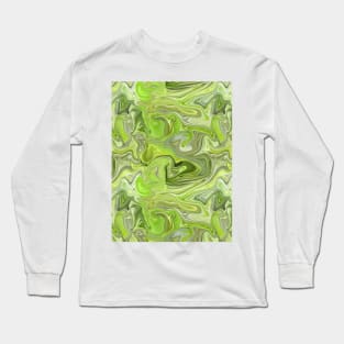 Lime Green Silk Marble - Digital Liquid Paint Long Sleeve T-Shirt